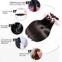 Brazilian Straight Hair 3 Bundles With 4x4 Lace Closure Wig