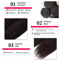 Yaki Straight Bundles Human Hair Extensions Virgin Hair Weaves Double Weft