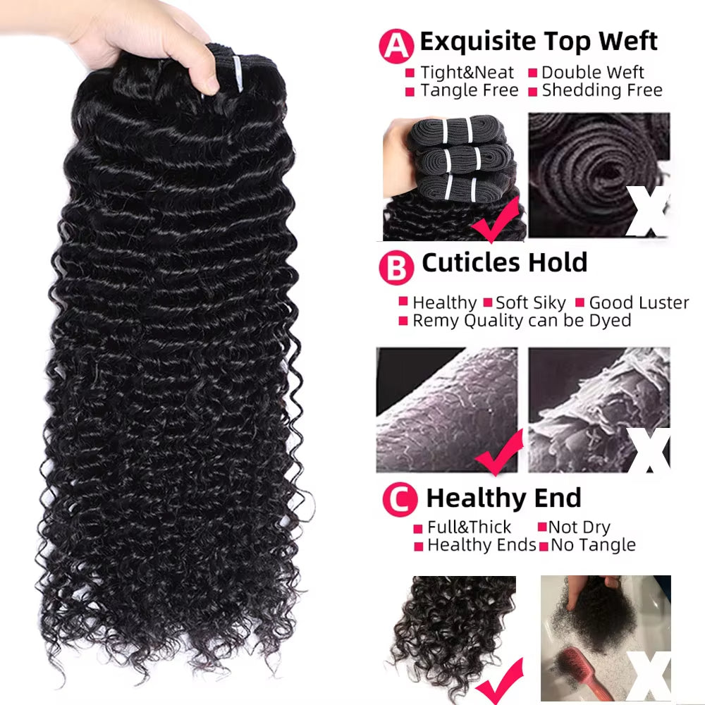 Malaysian Virgin Human Hair Deep Wave 3 Bundles