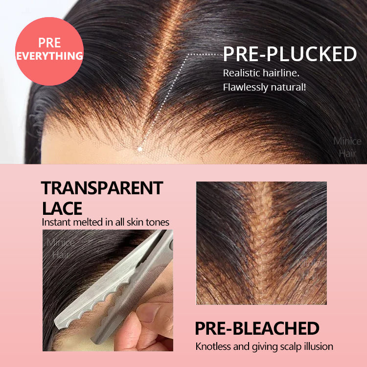 Perismoda 13x4 Lace Front Wig Natural Wave 300% Density Human Hair Wigs Pre Plucked