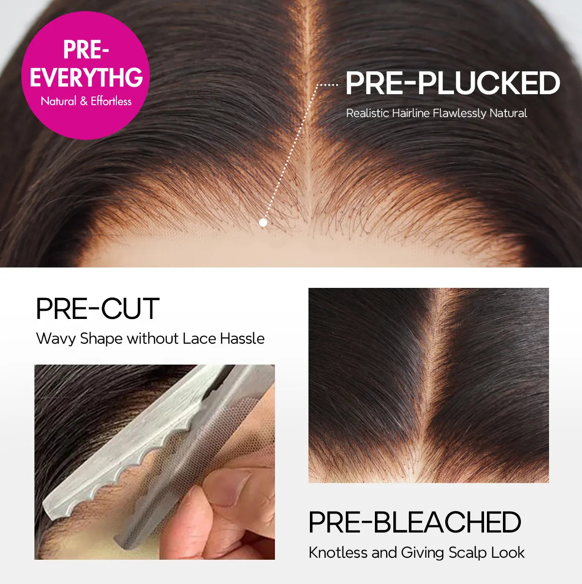 Ready Go Glueless Silky Straight 5X5 Lace Closure Human Hair Wigs Beginner Friendly