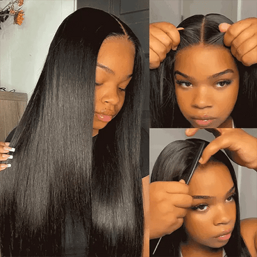 Ready Go Glueless Silky Straight 5X5 Lace Closure Human Hair Wigs Beginner Friendly