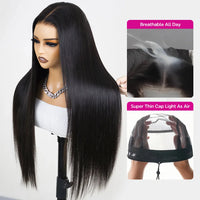 Ready Go Glueless Silky Straight 5X5 Lace Closure Human Hair Wigs Beginner Friendly