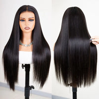 Ready Go Glueless Silky Straight 5X5 Lace Closure Human Hair Wigs Beginner Friendly