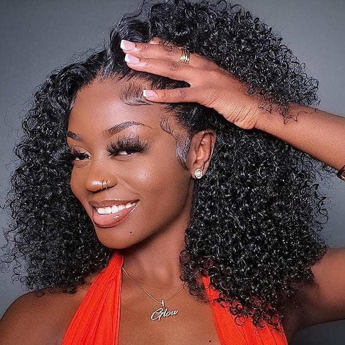 Perismoda 13x4 Lace Front Short Bob Wigs Curly Wave Human Hair Wig for Women