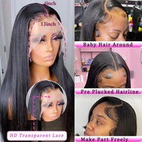 Perismoda 13x4 Lace Front Wigs Brazilian Straight Human Hair 180% Hair Density For Black Women