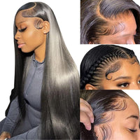 13x4 Lace Front Wigs for Black Women 180% Density Straight Natural Black Lace Wig - Perismoda Hair