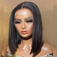 Perismoda 13x4 Lace Short Bob Wigs HD Transparent Straight Human Hair Wigs