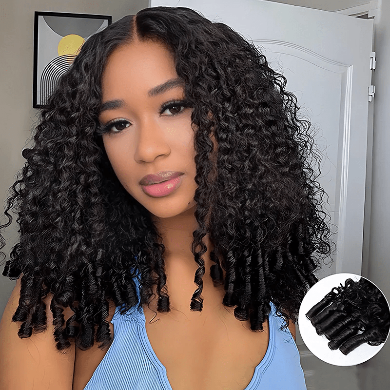 Perismoda 13x6 Full Lace Frontal Pull & Go Burmese Curly Human Hair Wigs With Invisi Drawstring