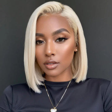 Perismoda 613 Blonde Short Bob Wigs Straight Human Hair 13x4 Lace Front Bob Wigs For Women