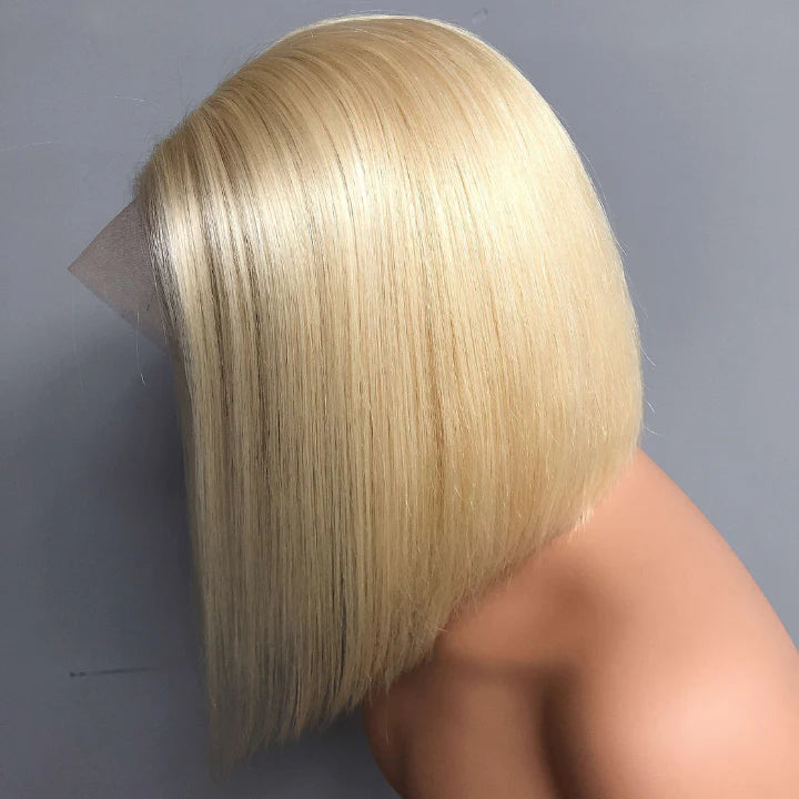 Perismoda 613 Blonde Short Bob Wigs Straight Human Hair 13x4 Lace Front Bob Wigs For Women