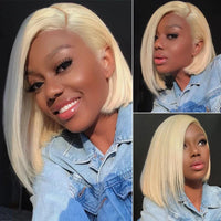 Perismoda 613 Blonde Short Bob Wigs Straight Human Hair 13x4 Lace Front Bob Wigs For Women