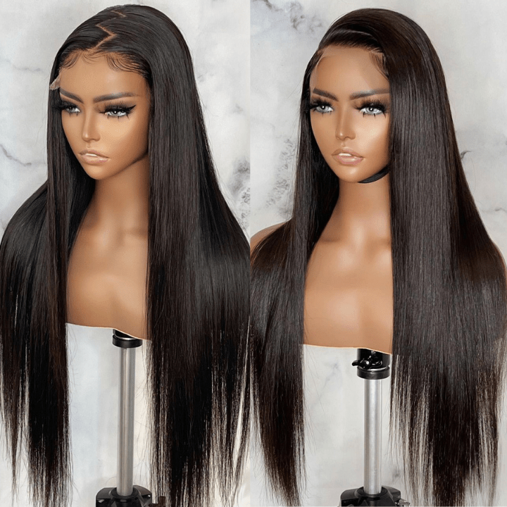 Perismoda Peruvian 13x4 Lace Front Wig for Black Women Natural Black Silky Straight Hair Wig