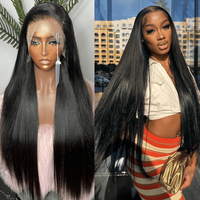 Perismoda Peruvian 13x4 Lace Front Wig for Black Women Natural Black Silky Straight Hair Wig