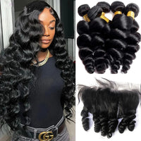 Perismoda Peruvian Virgin Hair Loose Wave 3 Bundles With 13x4 Frontal