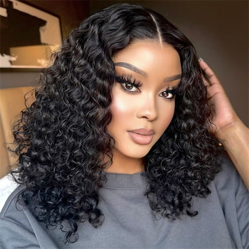 Perismoda Short Bob Wigs Water Wave 13x4 13x6 Lace Front Human Hair Wig