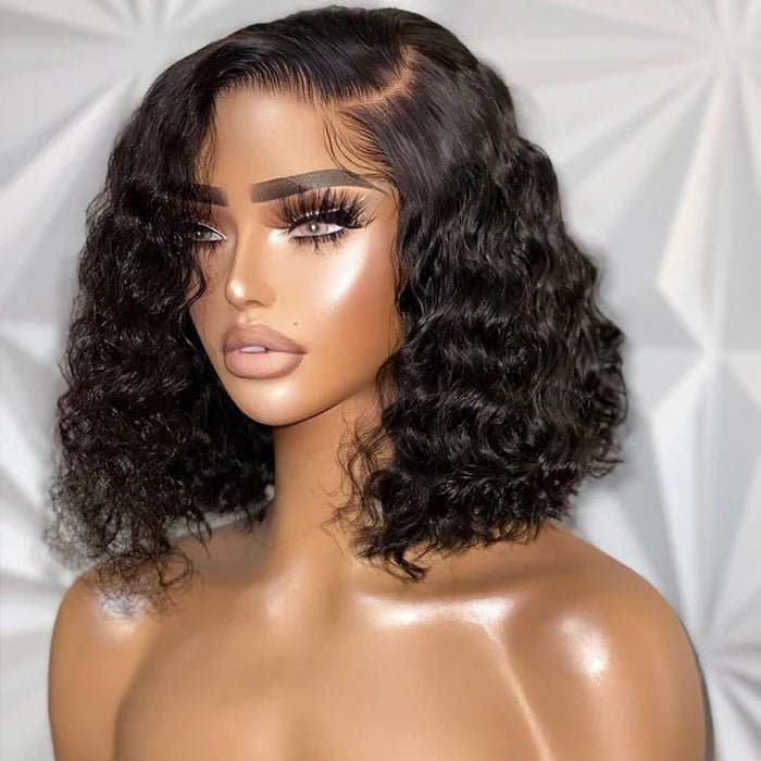 Perismoda Short Bob Wigs Water Wave 13x4 13x6 Lace Front Human Hair Wig