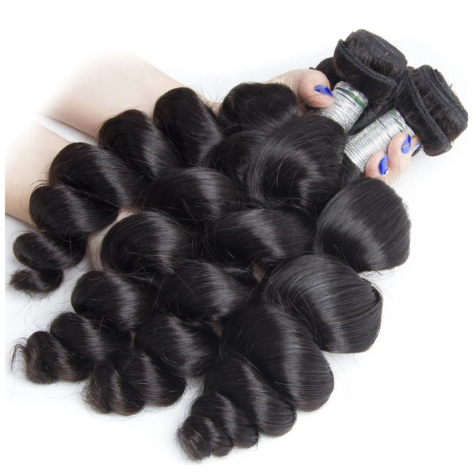 Perismoda Unprocessed Human Hair 4Pcs Loose Wave Virgin Hair Extensions