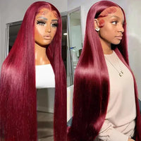 Perismoda Burgundy 99J Straigth Wigs Human Hair 13x4 Lace Front Wig