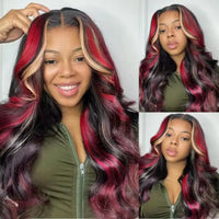 Perismoda Skunk Stripe Highlights 13x4 Lace Front Wigs Human Hair Pre Plucked