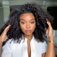 Perismoda 3 In 1 Half Wig Afro Kinky Curl Wear & Go Drawsting Wig No Glue Need Flip Over Half Clip In Wig