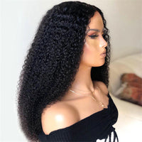 Kinky Curly Wig Human Hair 13x4 Transparent Lace Front Wigs 180% density