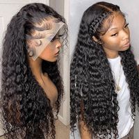 Water Wave 13x4 Frontal Transparent Lace Free Part Long Wig 100% Human Hair