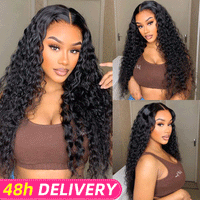 Water Wave 13x4 Frontal Transparent Lace Free Part Long Wig 100% Human Hair