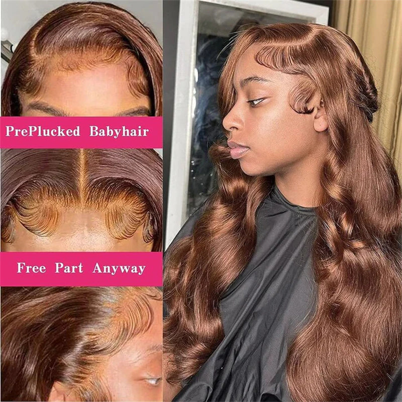  Body Wave 13x4 Lace Front Wig Chocolate Brown 180% density