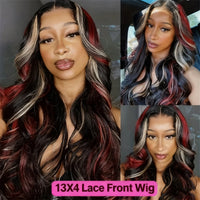 Perismoda Skunk Stripe Highlights 13x4 Lace Front Wigs Human Hair Pre Plucked