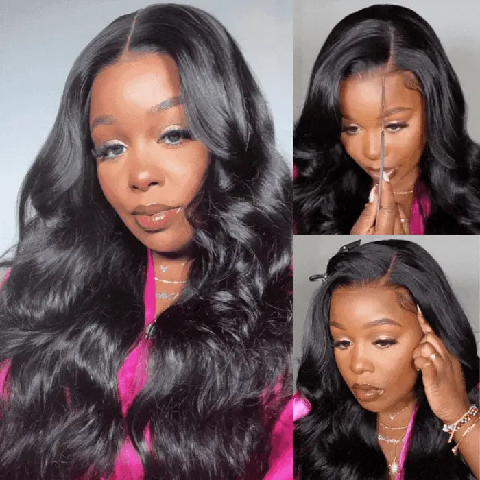 Perismoda 7x5 Pre-Cut Pre-Bleached Body Wave Glueless Lace Wig Human Hair 180% Density Pre Plucked