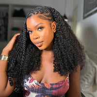 Perismoda 3 In 1 Half Wig Afro Kinky Curl Wear & Go Drawsting Wig No Glue Need Flip Over Half Clip In Wig