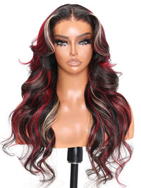 Perismoda Skunk Stripe Highlights 13x4 Lace Front Wigs Human Hair Pre Plucked