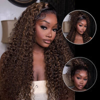 Perismoda Water Wave 360 Lace Frontal Wig Pre-Bleached & Pre-Cut Brown Balayage with Invisi Strap Adjustable Fit