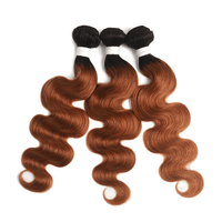 Black Roots Medium Auburn Body Wave 3 Bundles With 13x4 Lace Frontal 100% Human Hair - Perismoda Hair