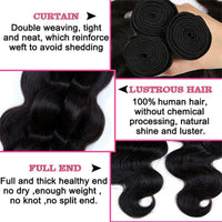 Body Wave 4 Bundles With 4X4 Lace Closure Brazilian Virgin Human Hair - Perismoda Hair