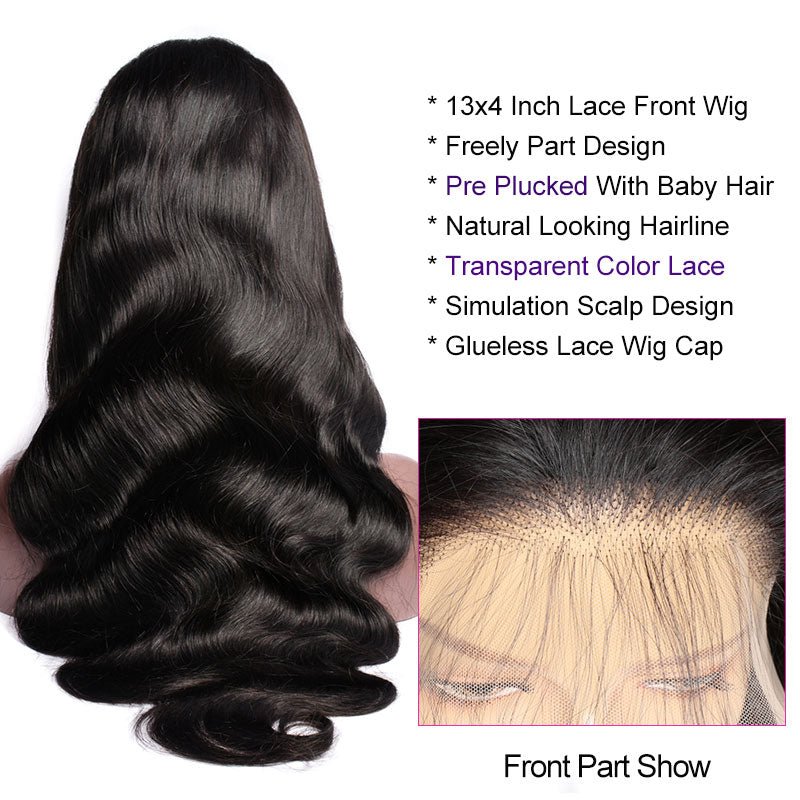Body Wave Invisible Lace Front Wigs Unprocessed Virgin Human Hair Wigs 180% Density - Perismoda Hair