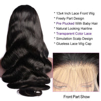 Body Wave Invisible Lace Front Wigs Unprocessed Virgin Human Hair Wigs 180% Density - Perismoda Hair