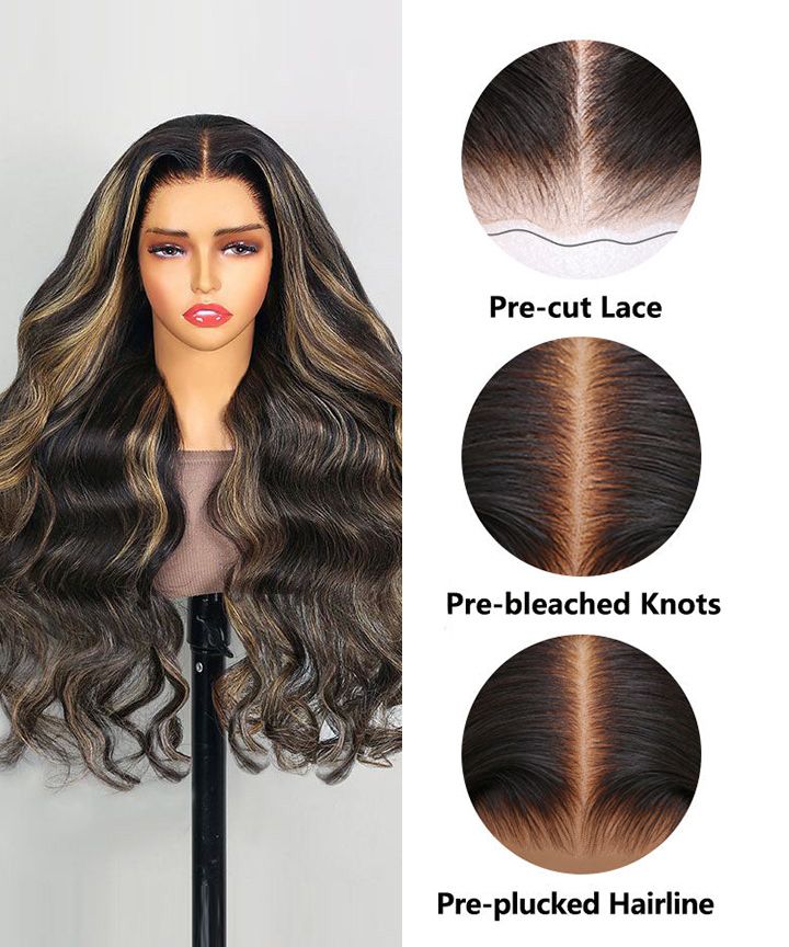 Perismoda 1B/27 Highlight Colored Body Wave Human Hair 13x4 Lace Front Wigs
