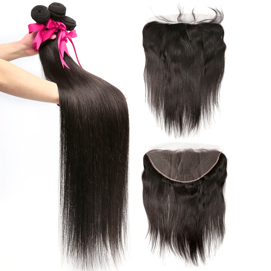Bone Straight Human Hair 4 Bundles With 13X4 Lace Frontal 100% Remy Human Hair Extension - Perismoda Hair