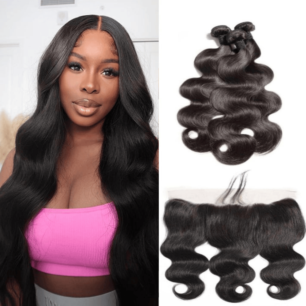 Brazilian Body Wave Hair 3 Bundles With 13x4 Lace Frontal - Perismoda Hair-1