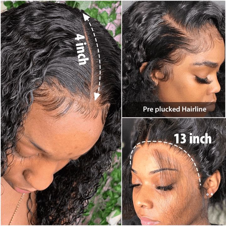 Brazilian Curly Wave Pre Plucked With Natual Hairline Human Hair 13x4 Lace front Wigs - Perismoda Hair