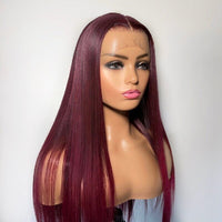 Brazilian Human Virgin Hair 13x4 Lace Frontal wig 180% Hair Density Straight 99J Lace Wig - Perismoda Hair