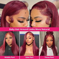Brazilian Human Virgin Hair 13x4 Lace Frontal wig 180% Hair Density Straight 99J Lace Wig - Perismoda Hair