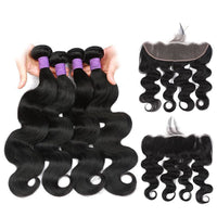 Brazilian Virgin Human Hair Body Wave 4 Bundles With 13x4 Lace Frontal - Perismoda Hair