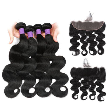 Brazilian Virgin Human Hair Body Wave 4 Bundles With 13x4 Lace Frontal - Perismoda Hair