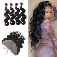 Brazilian Virgin Human Hair Body Wave 4 Bundles With 13x4 Lace Frontal - Perismoda Hair