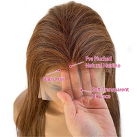 Brown Balayage human hair Lace Front Wigs 13x6 Body Wave Transparent Lace Wigs 180% Density - Perismoda Hair