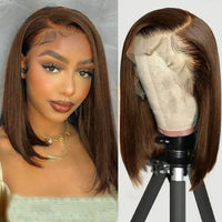 Brown Wig Human Hair Short Bob Wig Straight Hairstyle 180% Density Colored Bob Wig - Perismoda Hair