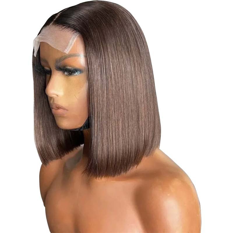 Brown Wig Human Hair Short Bob Wig Straight Hairstyle 180% Density Colored Bob Wig - Perismoda Hair